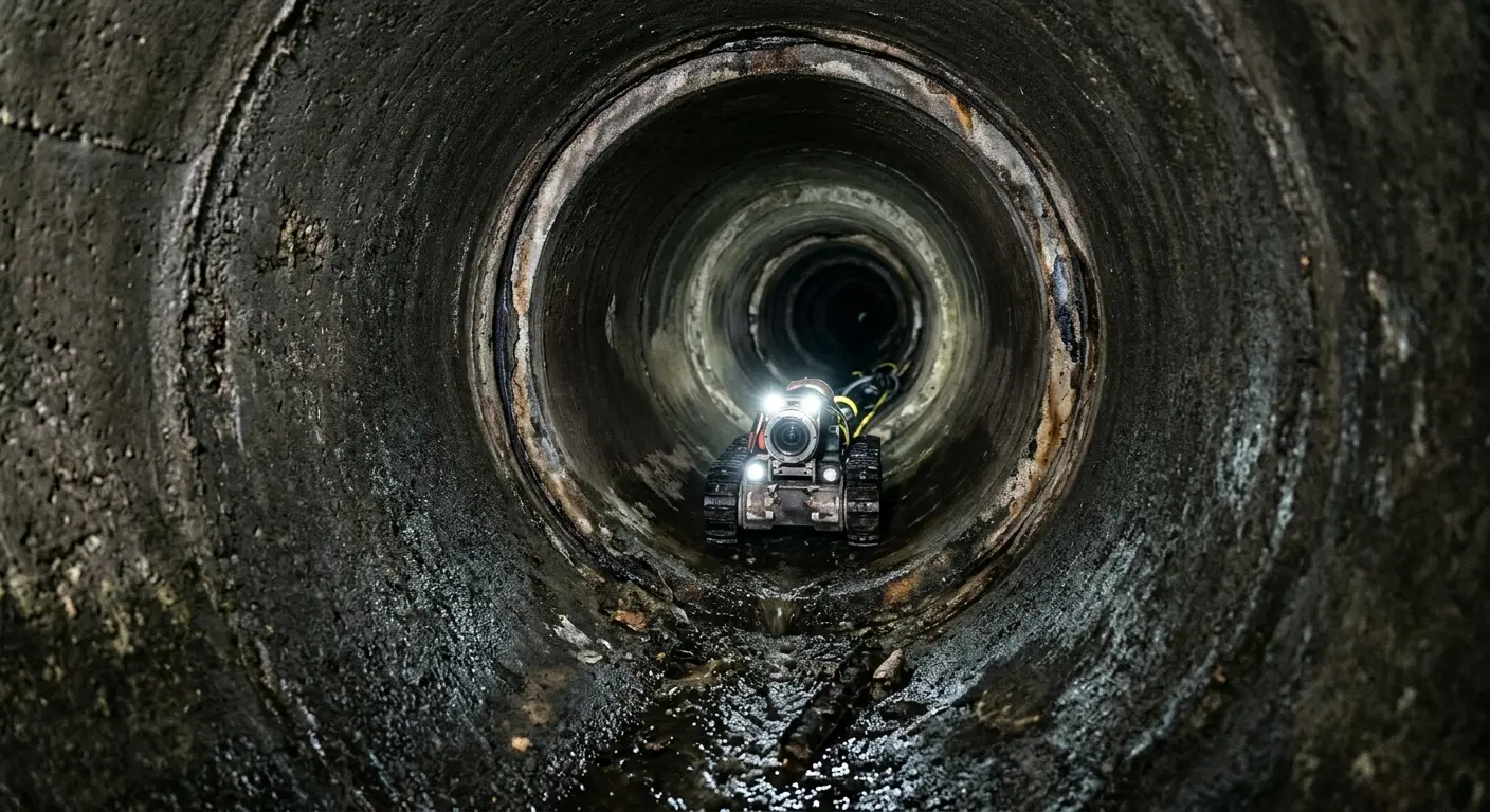 Robotic sewer camera inspecting pipe interior for Drain Snake Service in Foley